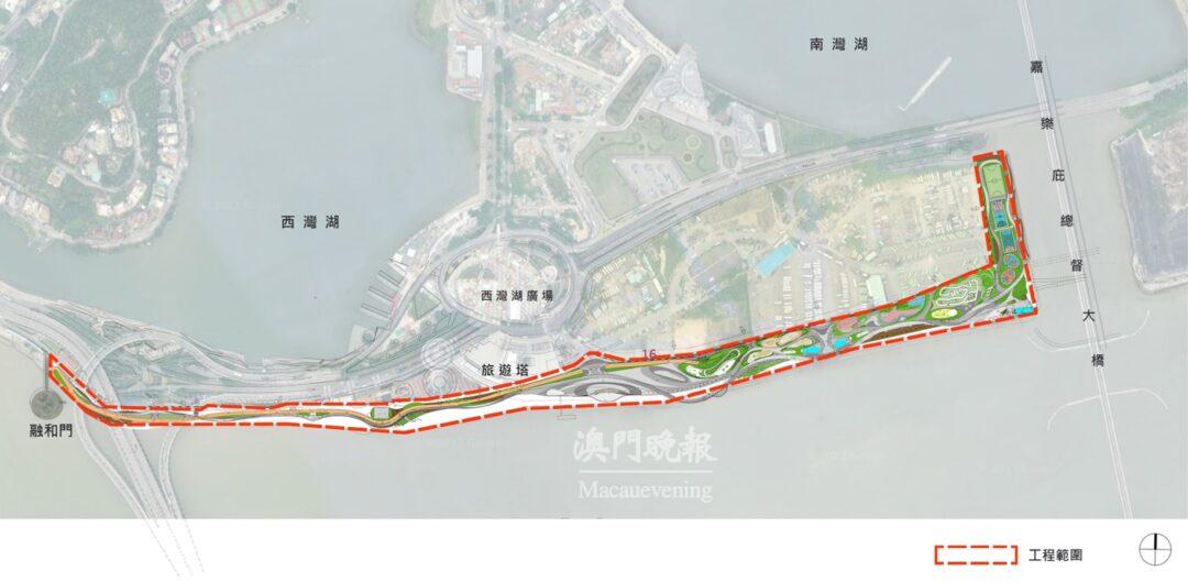 澳門半島南岸海濱綠廊(第二期)範圍 澳門半島南岸海濱綠廊(第二期)範圍