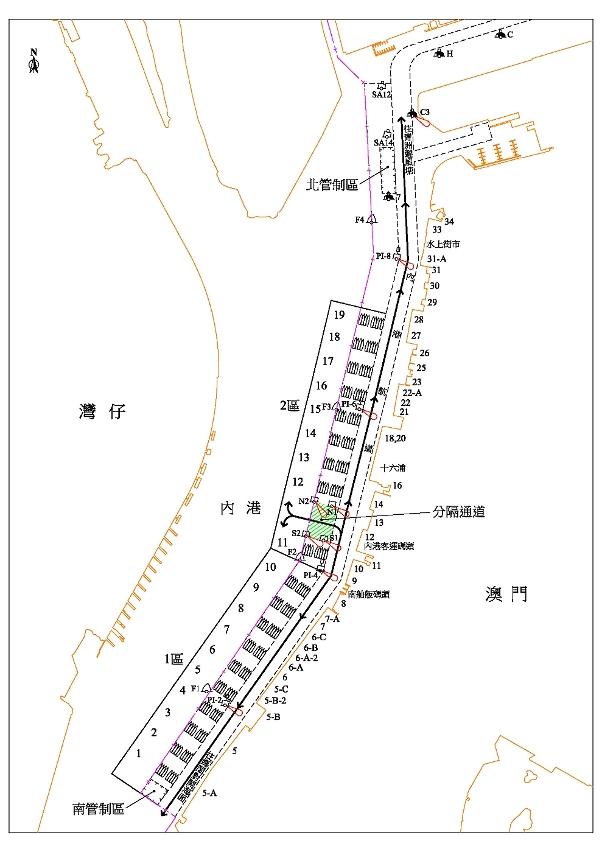 內港漁船錨地火警疏散路線圖